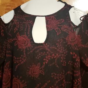 Black and red sheer blouse